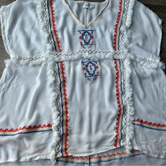 Australian Designer Suboo Embroidered Boho Blouse With Fringe - Picture 9 of 13
